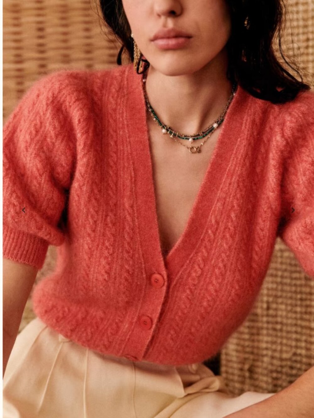 EUC Sezane Perrine Cardigan - Solidarity Creation Rose Candy Pink M SOLD OUT